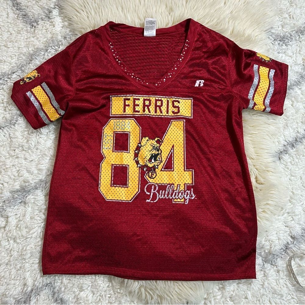 Russell Athletic Maroon and Yellow Ferris Bulldogs Jersey